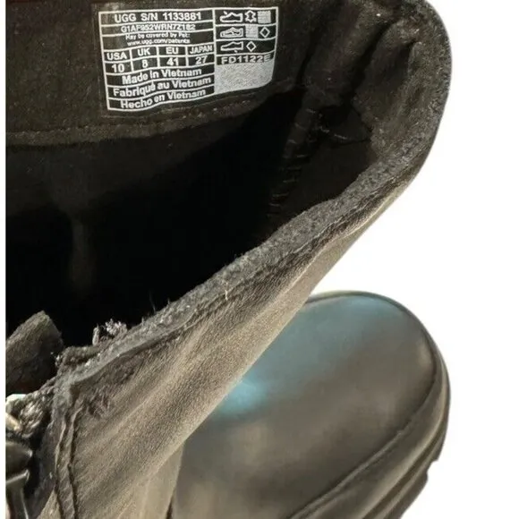 UGG Size 10 ASHTON HIGH CHELSEA LUG SOLE BOOTS 1133881 Black