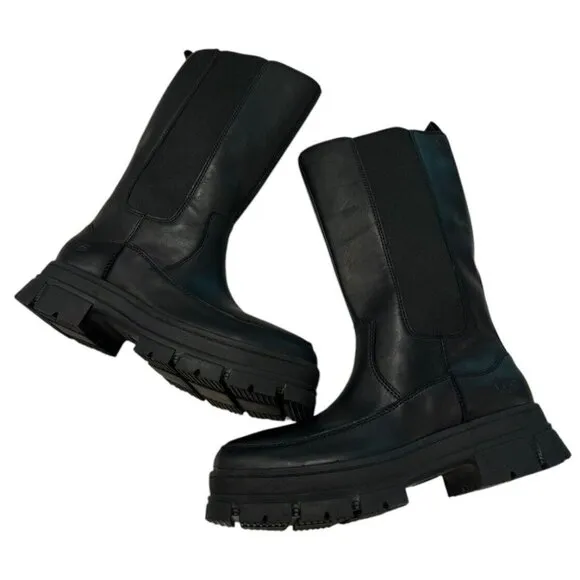 UGG Size 10 ASHTON HIGH CHELSEA LUG SOLE BOOTS 1133881 Black