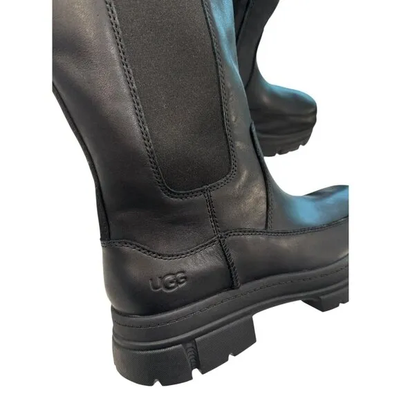 UGG Size 10 ASHTON HIGH CHELSEA LUG SOLE BOOTS 1133881 Black