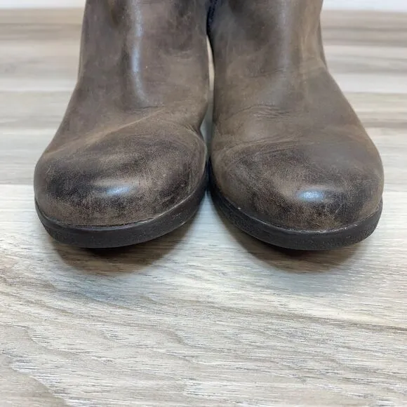 UGG Tall Riding Boots Womens 7 Brown Irmah Knee High Wedge Leather 1003362