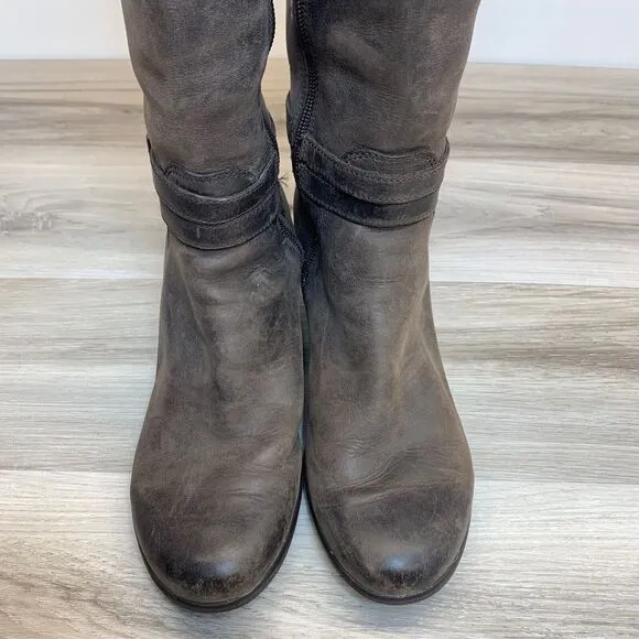 UGG Tall Riding Boots Womens 7 Brown Irmah Knee High Wedge Leather 1003362