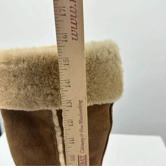 *UGG Tall Wedge Boots Tan Suede Sherpa Womens 8