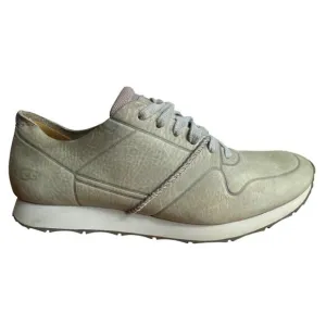 UGG Trigo Unlined Sneaker Men's 9 Tan Cream Leather Casual Shoes Lace Up GUC
