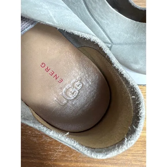 UGG Trigo Unlined Sneaker Men's 9 Tan Cream Leather Casual Shoes Lace Up GUC