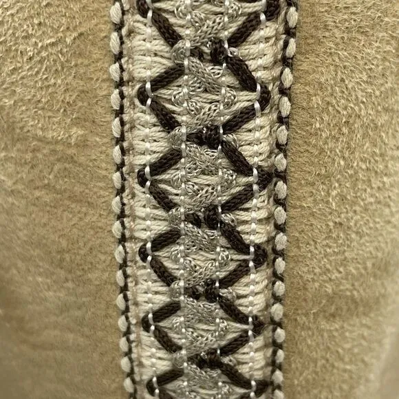 UGG Ultra Tall Tasman Braid Boots Women's 8 Beige Leather Sheepskin Wool Lining