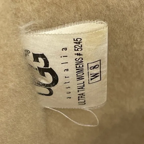 UGG Ultra Tall Tasman Braid Boots Women's 8 Beige Leather Sheepskin Wool Lining