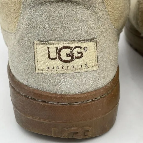 UGG Ultra Tall Tasman Braid Boots Women's 8 Beige Leather Sheepskin Wool Lining