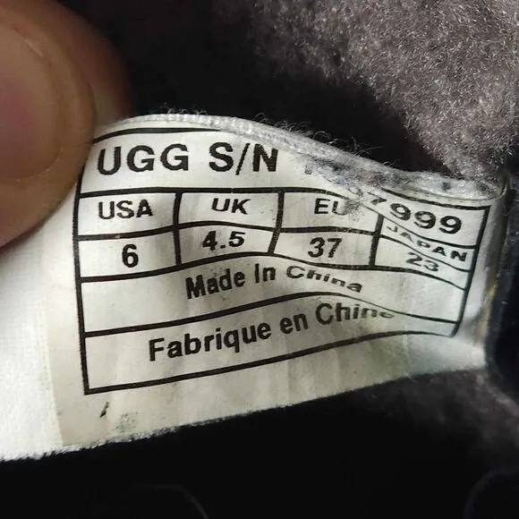 UGG Women's Cecile US 6 Black Leather Waterproof Sheepskin Lined Duck Boots