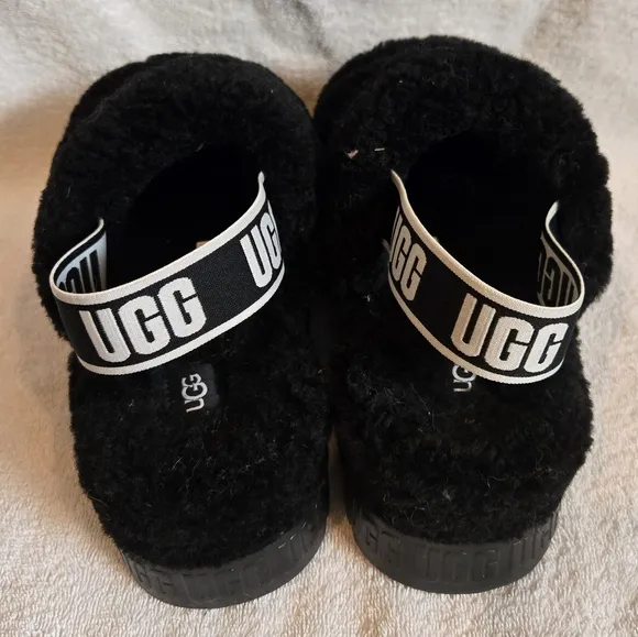 UGG Women's Oh Fluffita Slingback Black Sandals