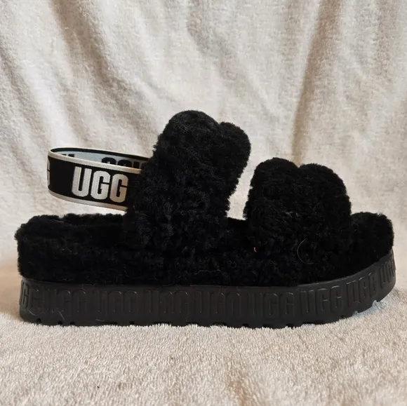 UGG Women's Oh Fluffita Slingback Black Sandals