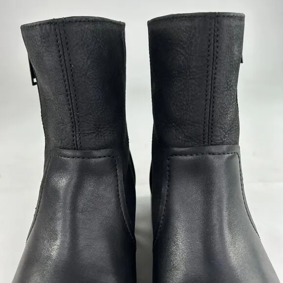 UGG Australia Polk Black Leather Zip Up Boots US 7 Lug Ankle Boot