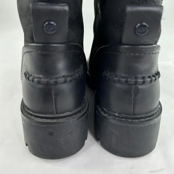 UGG Australia Polk Black Leather Zip Up Boots US 7 Lug Ankle Boot