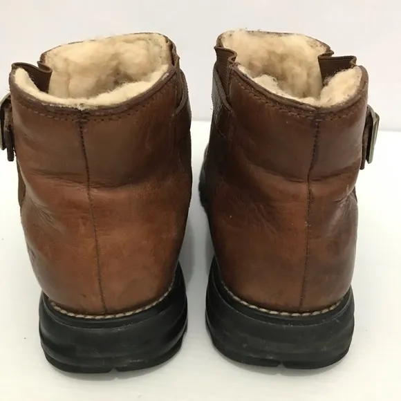 UGGMen's Brown Leather Ankle Boots Size 10
