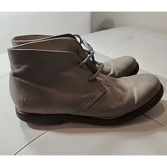 UGGS Chukka Comfort Lined Sherpa Crepe Sole Suede GRAY Boots Shoes Mens Size 12