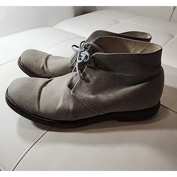 UGGS Chukka Comfort Lined Sherpa Crepe Sole Suede GRAY Boots Shoes Mens Size 12