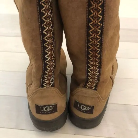 UGG Women's Braided Sheepskin Ultra Tall Wool Boots Brown Size 6UGG Women's Br