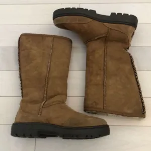 UGG Women's Braided Sheepskin Ultra Tall Wool Boots Brown Size 6UGG Women's Br