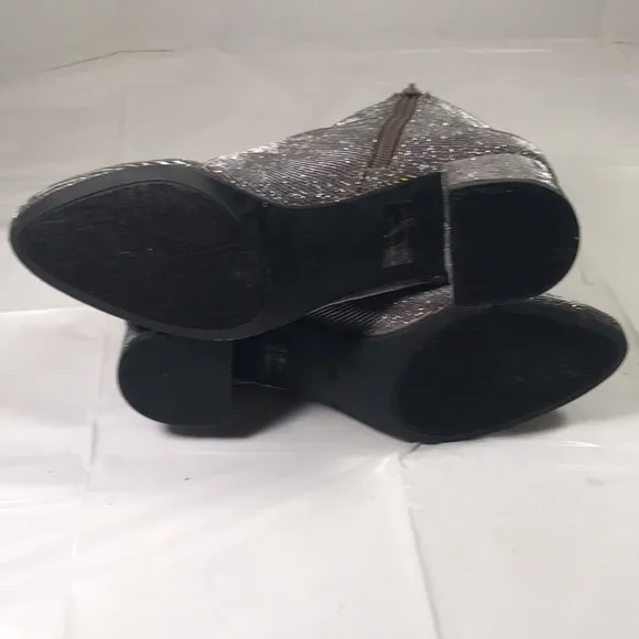 Unusable Uncaytea Gold Silver Glitter Festive Party Blocked Heel Ankle Booties