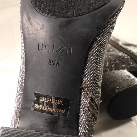 Unusable Uncaytea Gold Silver Glitter Festive Party Blocked Heel Ankle Booties