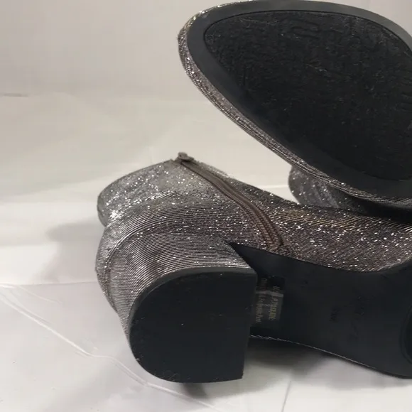 Unusable Uncaytea Gold Silver Glitter Festive Party Blocked Heel Ankle Booties