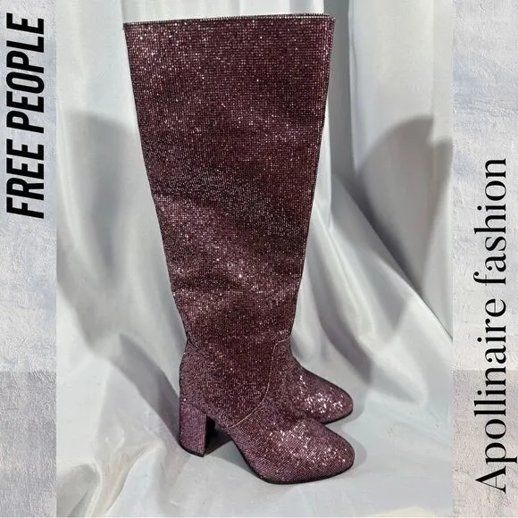 UO ISABELLE SPARKLE TALL BOOTS NEW SIZE 6 IN PINK