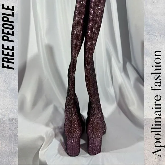 UO ISABELLE SPARKLE TALL BOOTS NEW SIZE 6 IN PINK