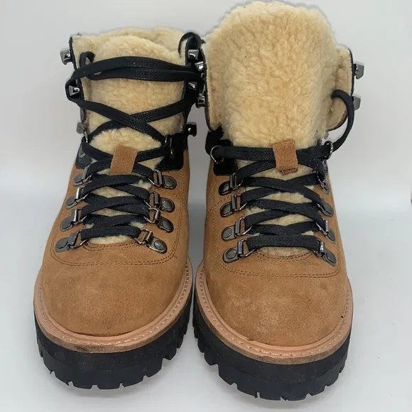 Urban Outfitters Bailey Sherpa Hiker Boots Brown 7 Casual Lumberjack Cabin Cozy