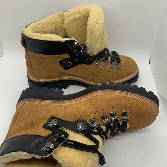Urban Outfitters Bailey Sherpa Hiker Boots Brown 7 Casual Lumberjack Cabin Cozy