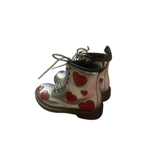 US-12 Junior 1460 Dr Doc Martens Air Wair Glitter Star Patent Lace-Up Boot Heart