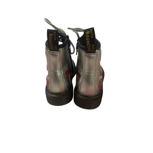 US-12 Junior 1460 Dr Doc Martens Air Wair Glitter Star Patent Lace-Up Boot Heart