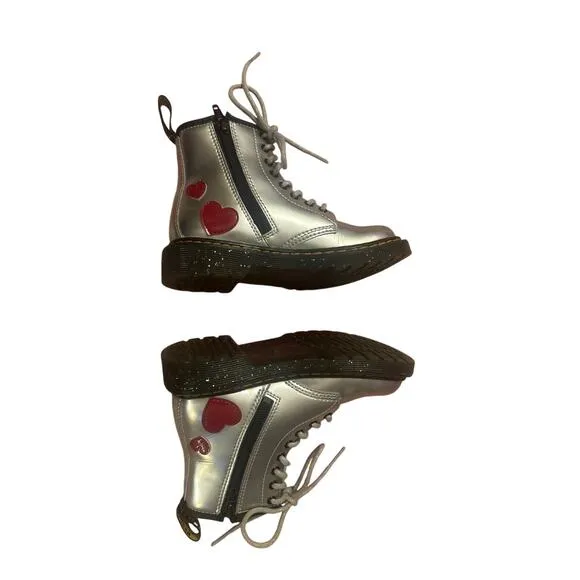 US-12 Junior 1460 Dr Doc Martens Air Wair Glitter Star Patent Lace-Up Boot Heart
