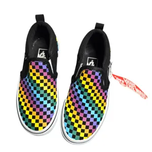 Vans Asher Rainbow Checker Kids Slip-On Shoes Size: 12