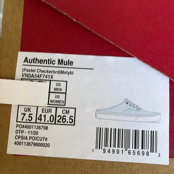 Vans Authentic Mule Pastel Checkerboard Miisty BLM