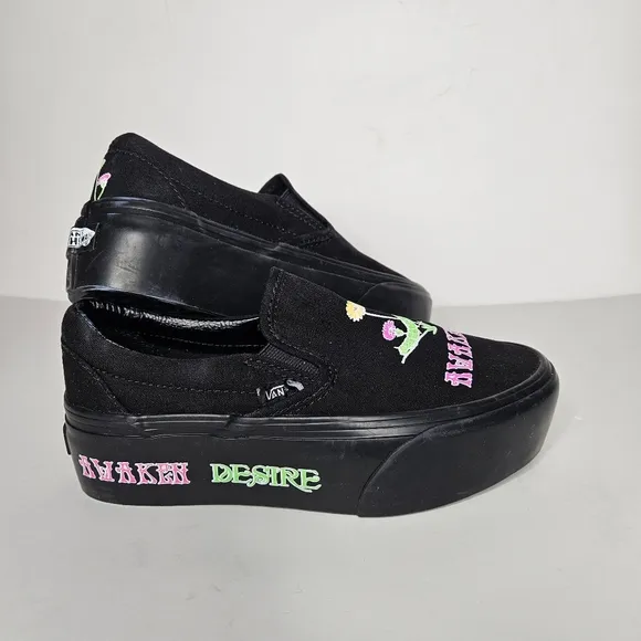 VANS Awaken Desire Platform Slip On Shoes Collab Glow in The Dark Size 5 Women