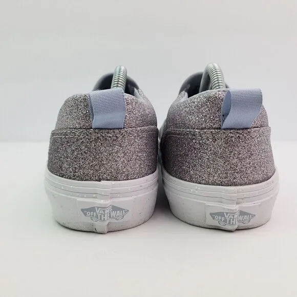 Vans Classic Slip O Girls Size 6Y Womens Sz 7.5 Silver Glitter Slip On Low Shoes