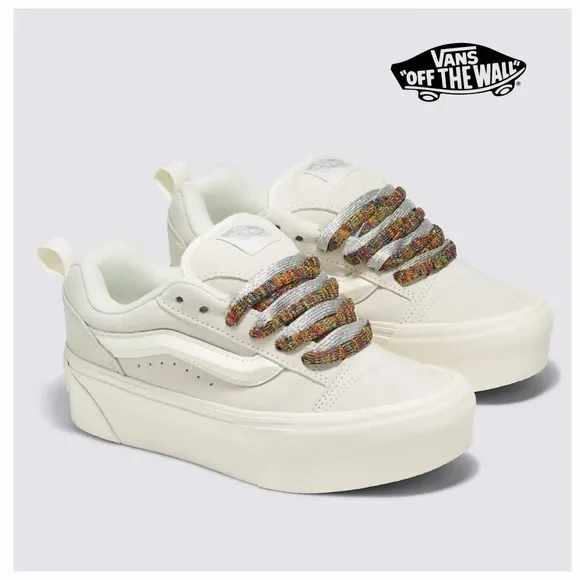Vans Knu Stack Women's Platform Shoes Vintage Suede in Marshmallow NEW