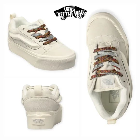 Vans Knu Stack Women's Platform Shoes Vintage Suede in Marshmallow NEW