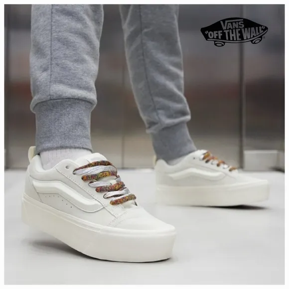 Vans Knu Stack Women's Platform Shoes Vintage Suede in Marshmallow NEW