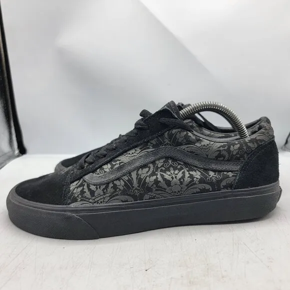 Vans Old Skool Skull Tapestry Mens 10 Black Raven Skate Shoes Casual Athletic