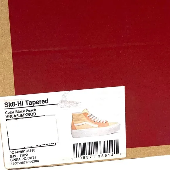 VANS Sk8-Hi Tapered Platform Shoes Skate Peach Women's Suede Canvas VN0A5JMKBOD