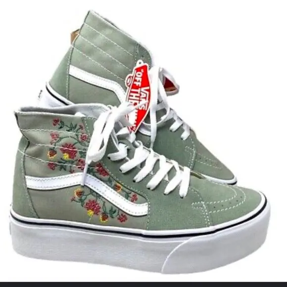 VANS Sk8-Hi Tapered Shoes Platform Women Suede Canvas Floral Desert