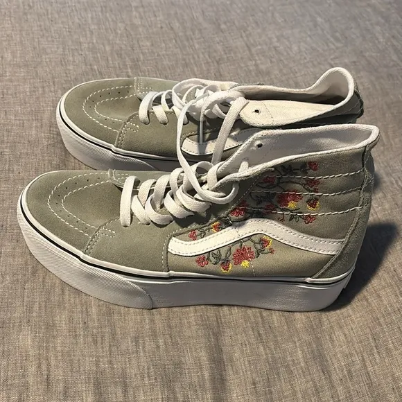 VANS Sk8-Hi Tapered Shoes Platform Women Suede Canvas Floral Desert