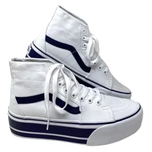 VANS Sk8-Hi Tapered Sport Platform Shoes White Navy Canvas Women's VN0A5JMKNWD