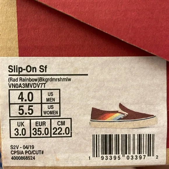 Vans Slip-On SF Rad Rainbow Unisex Men’s 4 - Women’s 5.5 Worn 4-5 Times