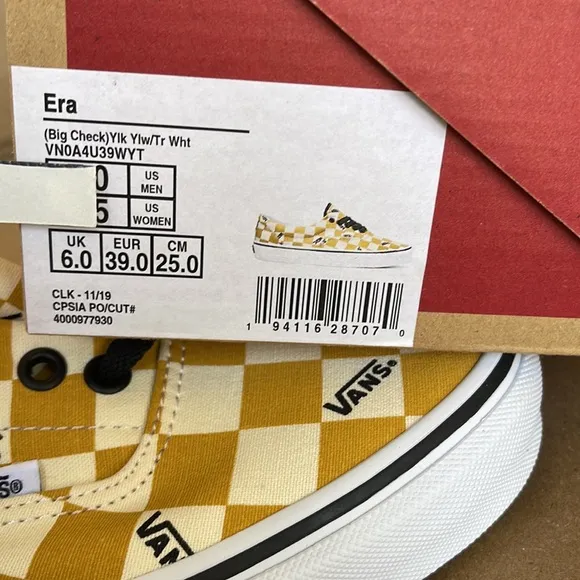 Vans WMNS Era Big Check Yolk Yellow/True White Sneakers