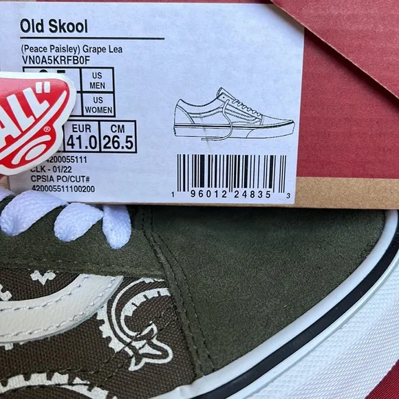 Vans WMNS Old Skool(Peace Paisley) Grape Leaf VN0A5KRFBOF sneakers