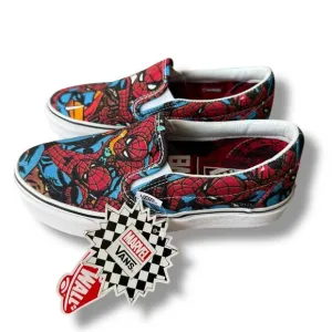 Vans x Marvel Comics Spiderman Slip-On Shoes Mens Sz 3,5 women sz 5