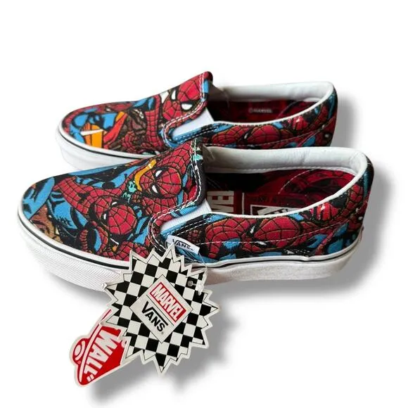 Vans x Marvel Comics Spiderman Slip-On Shoes Mens Sz 3,5 women sz 5
