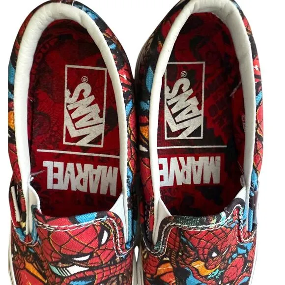 Vans x Marvel Comics Spiderman Slip-On Shoes Mens Sz 3,5 women sz 5