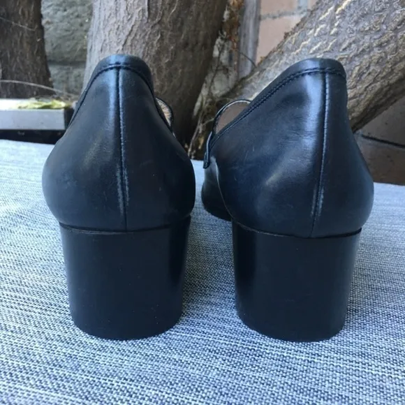 VARDA Heeled Leather Loafers Blue Size 12